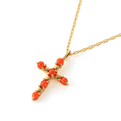 kiyolakrei】クロスネックレス/ビーズコーラル | 藤巻百貨店