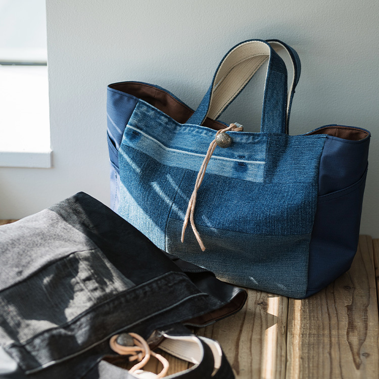 MONT LIVRE】パッチワークデニム ミドルトート | 藤巻百貨店
