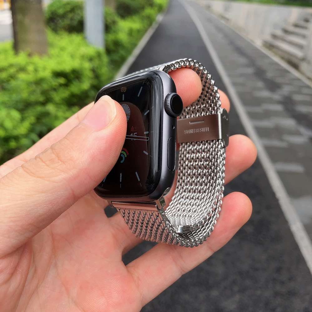 アップルウォッチバンド メッシュ編み込みステンレスバンド ステンレス