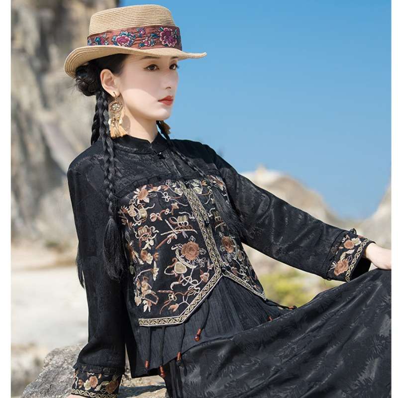 チャイナ服 花刺繍チャイナ風ショートジャケット ジャケット|チャイナ