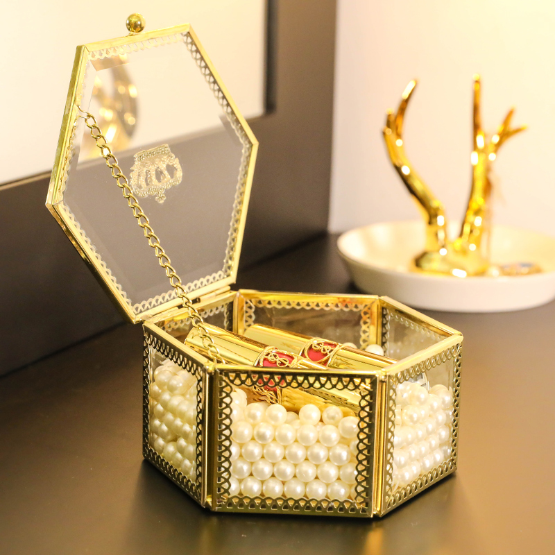 ジュエリーボックス ジュエリーボックス 六角形アクリル宝石箱
