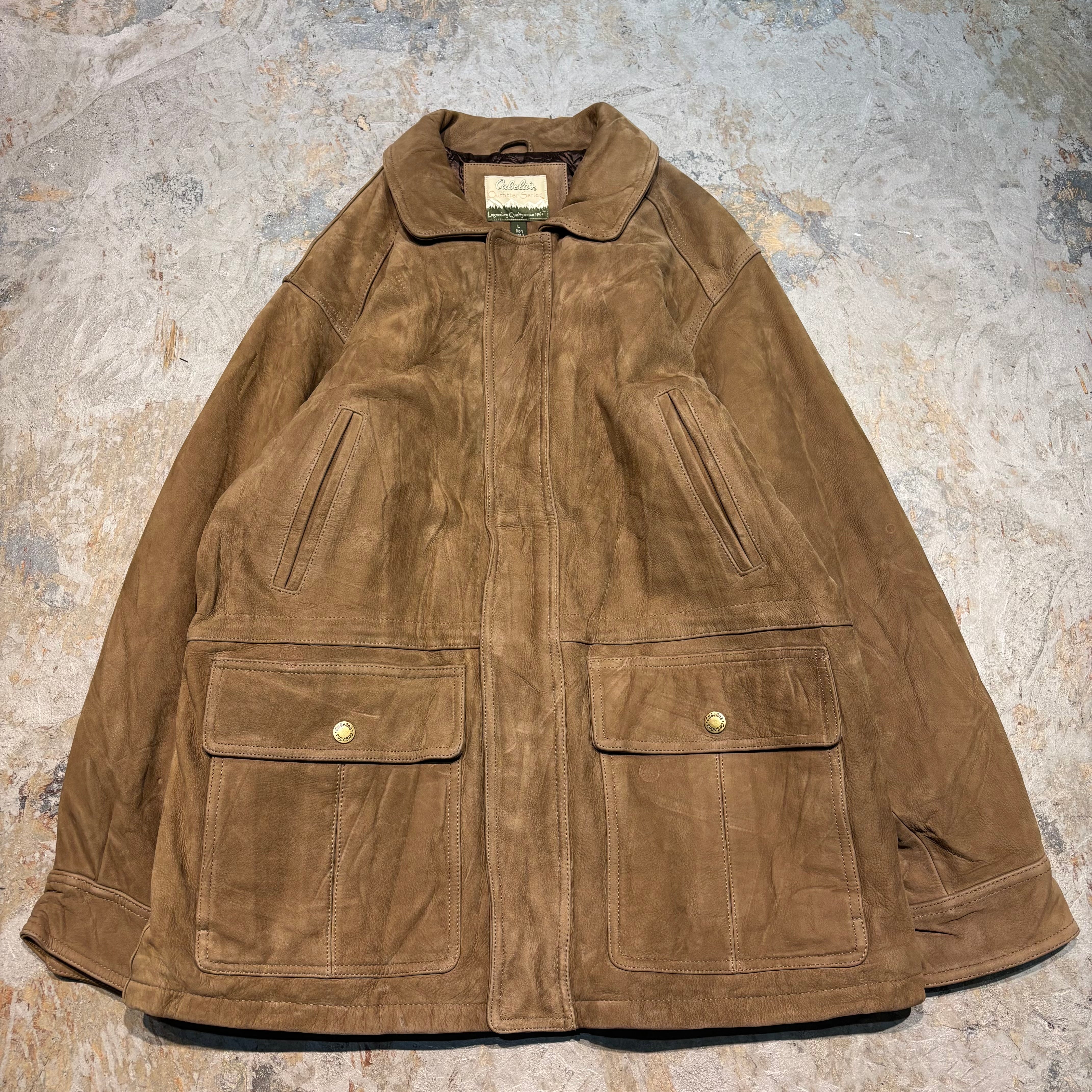 古着 90's cabelas/カベラス/ 本革ジップアップレザージャケット