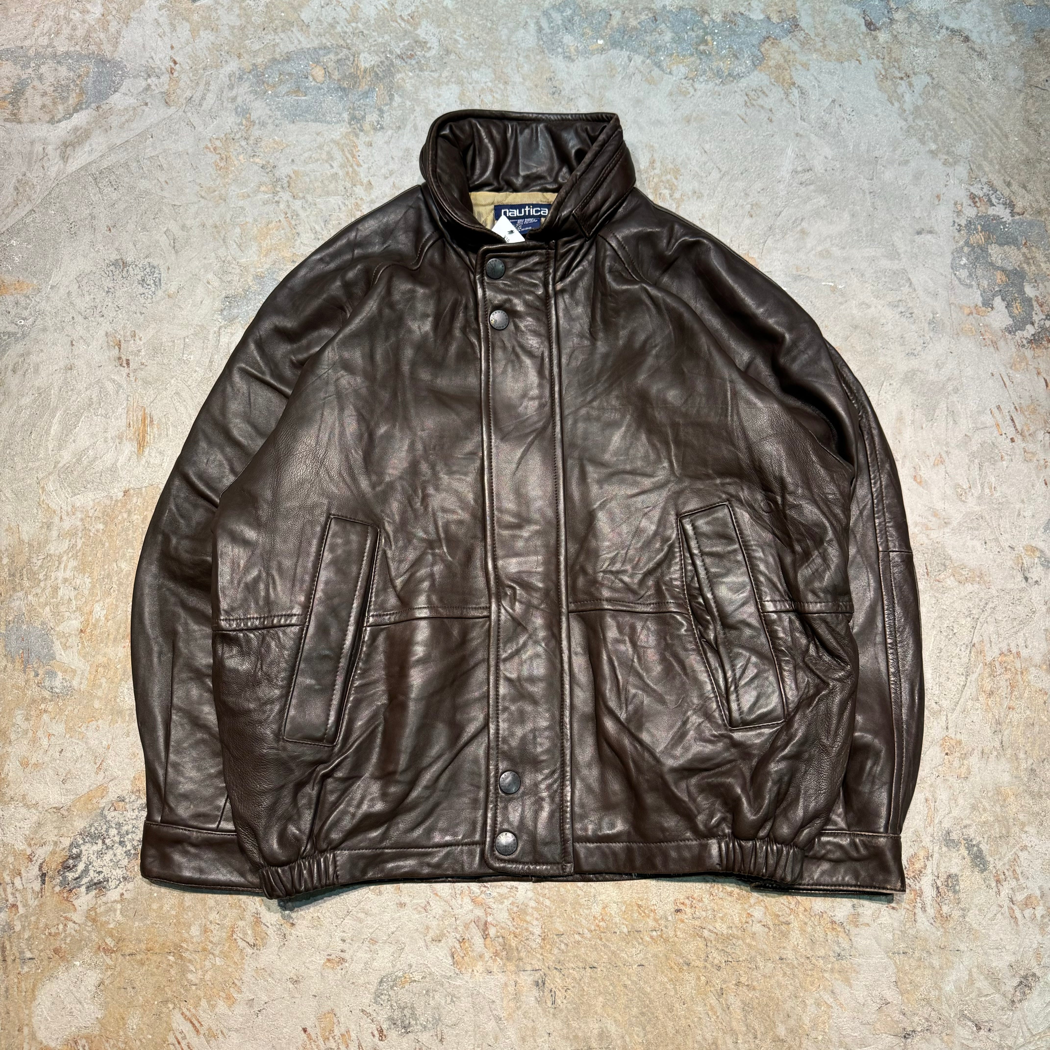 古着 NAUTICA/ノーティカ/ジップアップレザージャケット/サイズL-XL