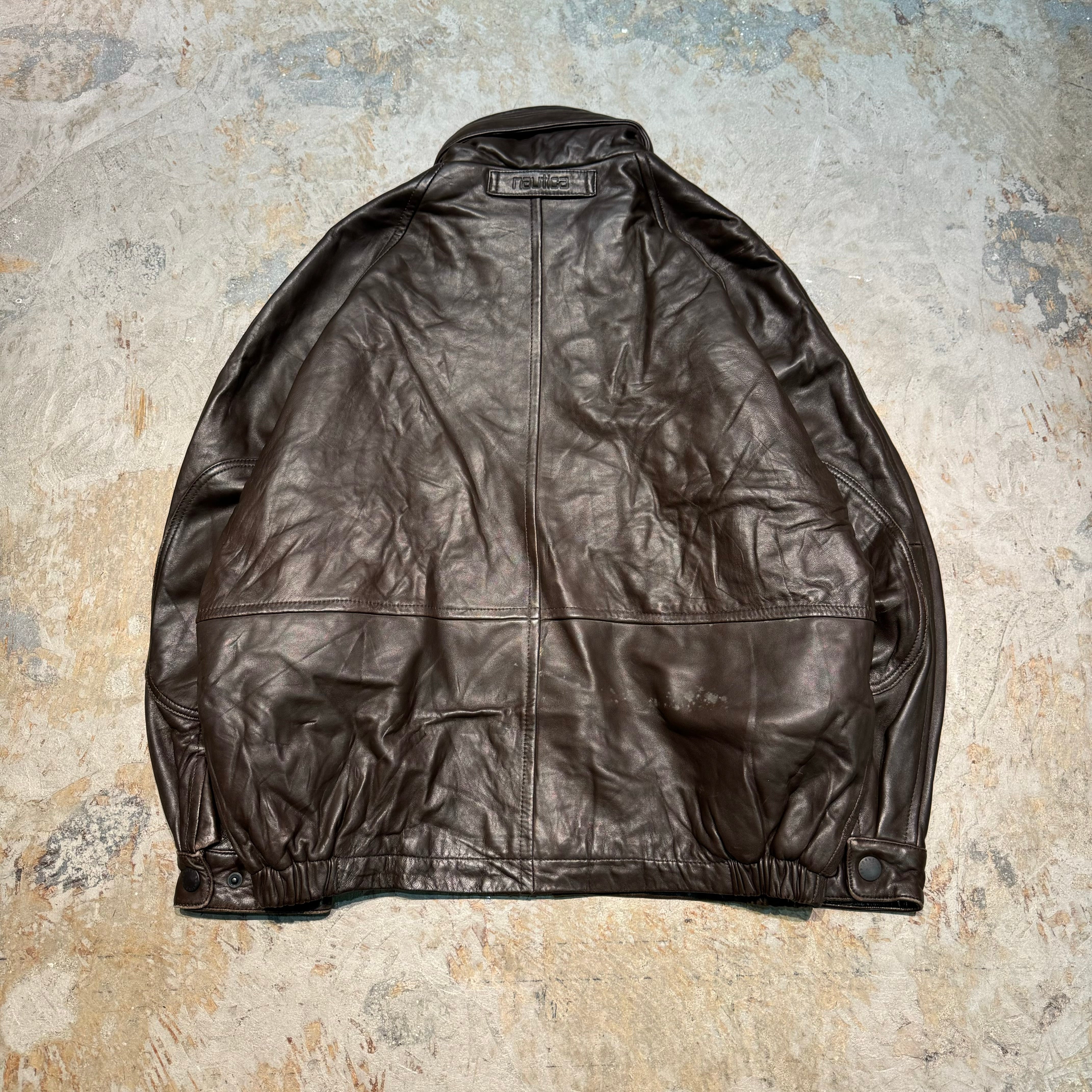 古着 NAUTICA/ノーティカ/ジップアップレザージャケット/サイズL-XL