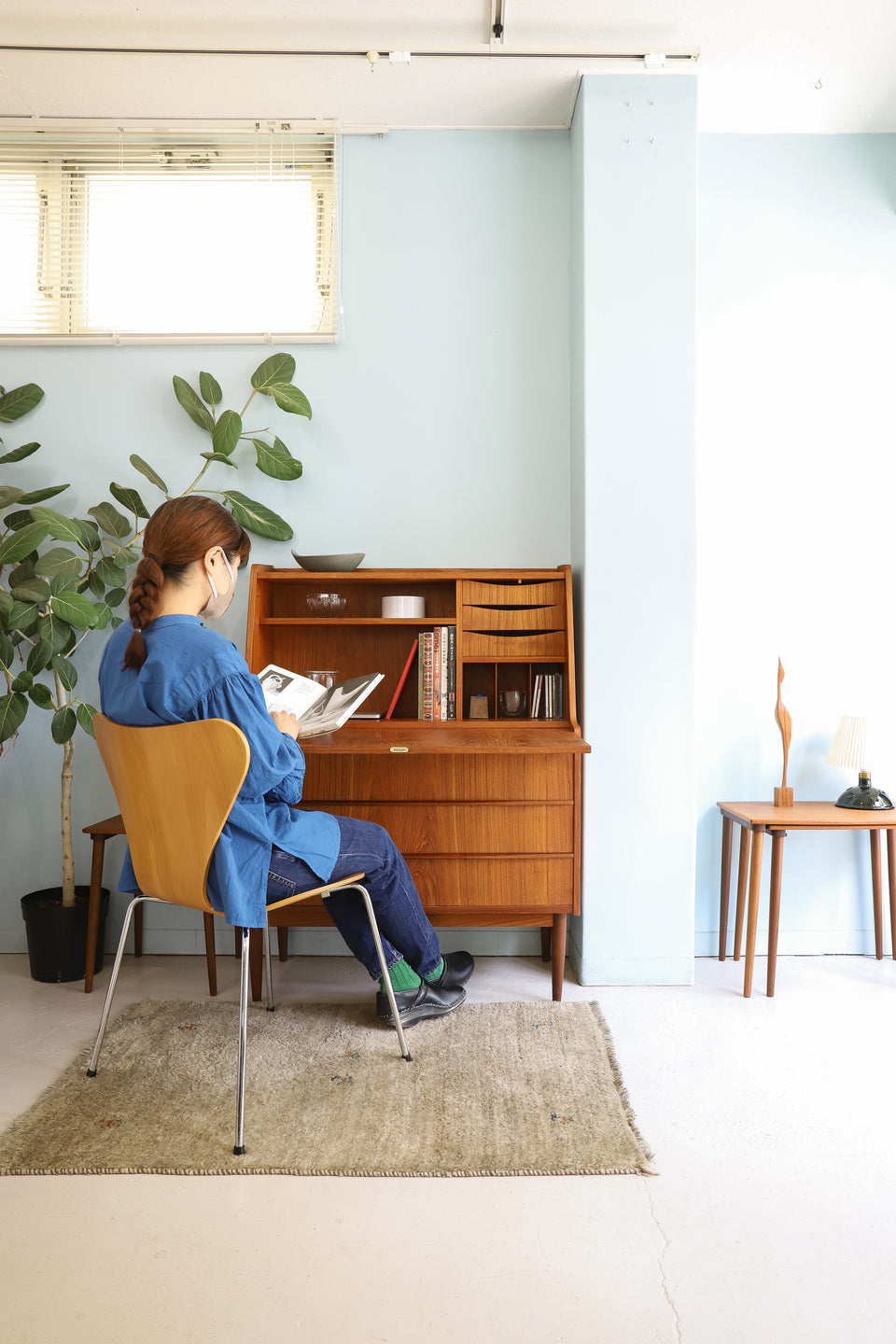 デンマークヴィンテージ ライティングビューロー チーク材 北欧家具