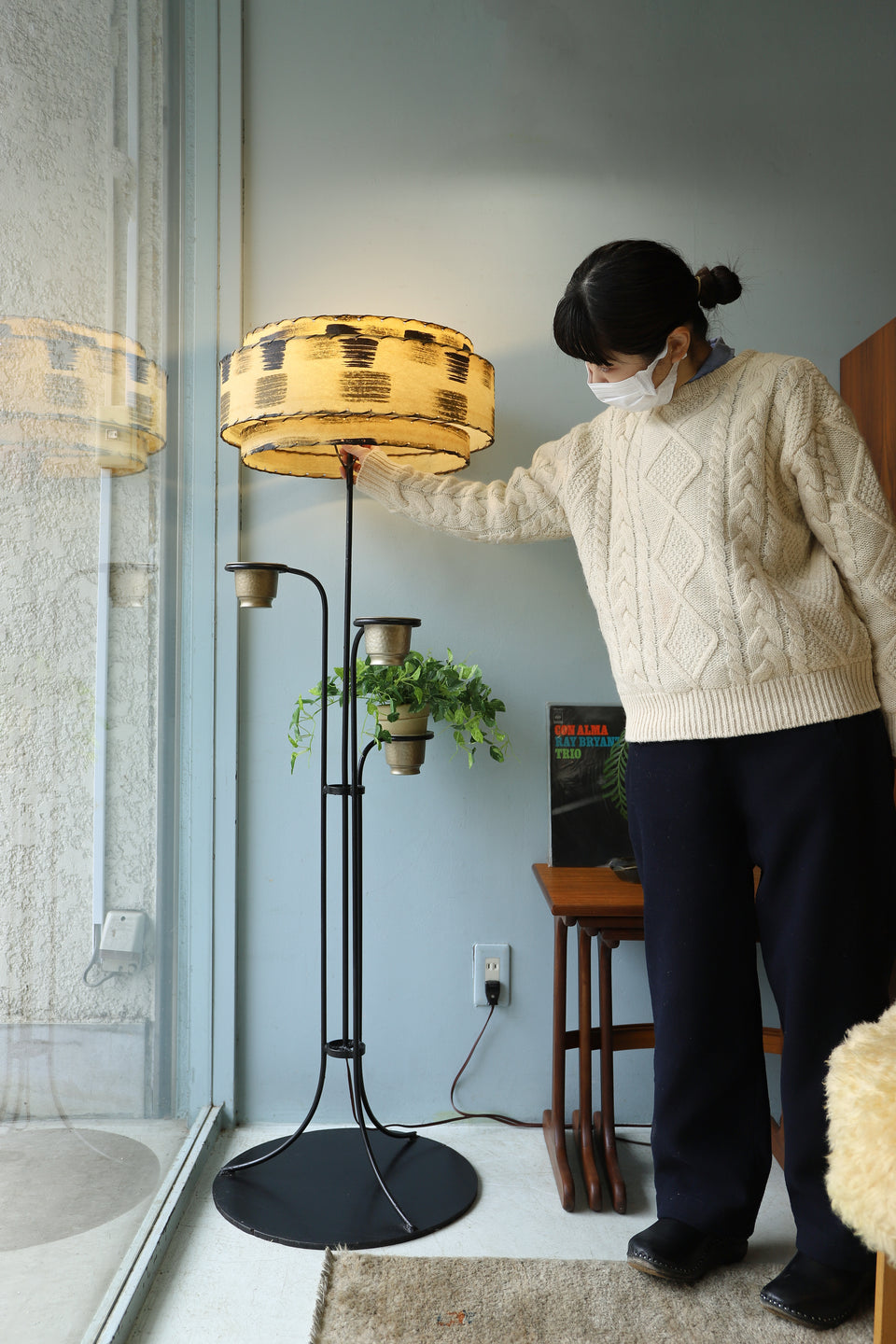 アメリカヴィンテージ フロアスタンド ランプ プランター ミッド