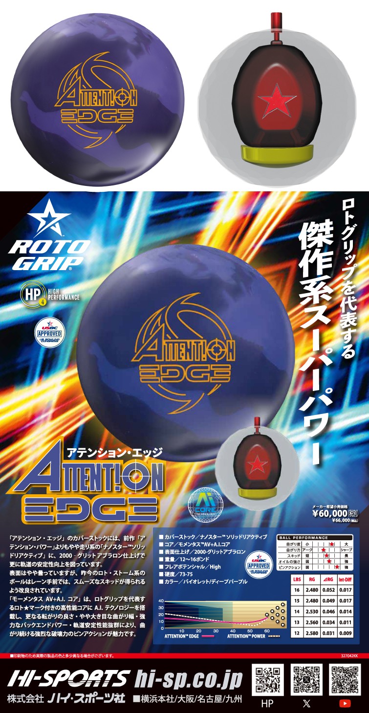 ボウリングボール ロトグリップ ROTOGRIP】ATTENTION EDGE