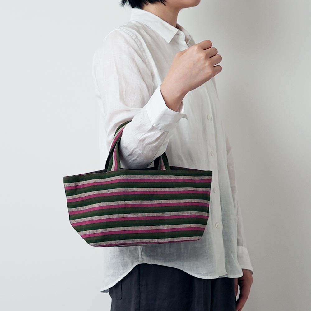 日本製 ミニ トートバッグ 会津木綿 若草 HARAPPA ギフト プレゼント