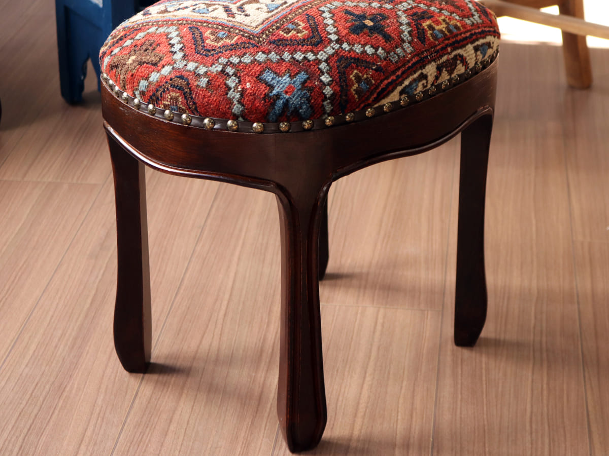 アンティークラグ木製家具 H40×W31.5×D41.5cm スツール オットマン