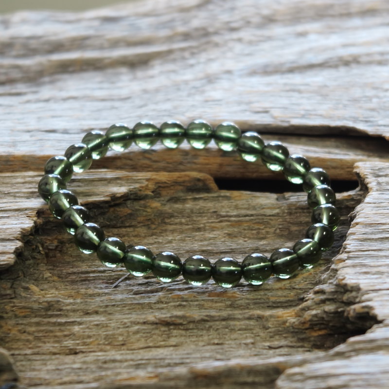 鑑別書付 モルダバイト丸玉ブレスレット 7mm ｜マライカ公式通販