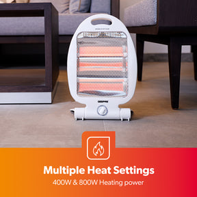 White Portable Electric Quartz Halogen Heater 800W | Geepas UK