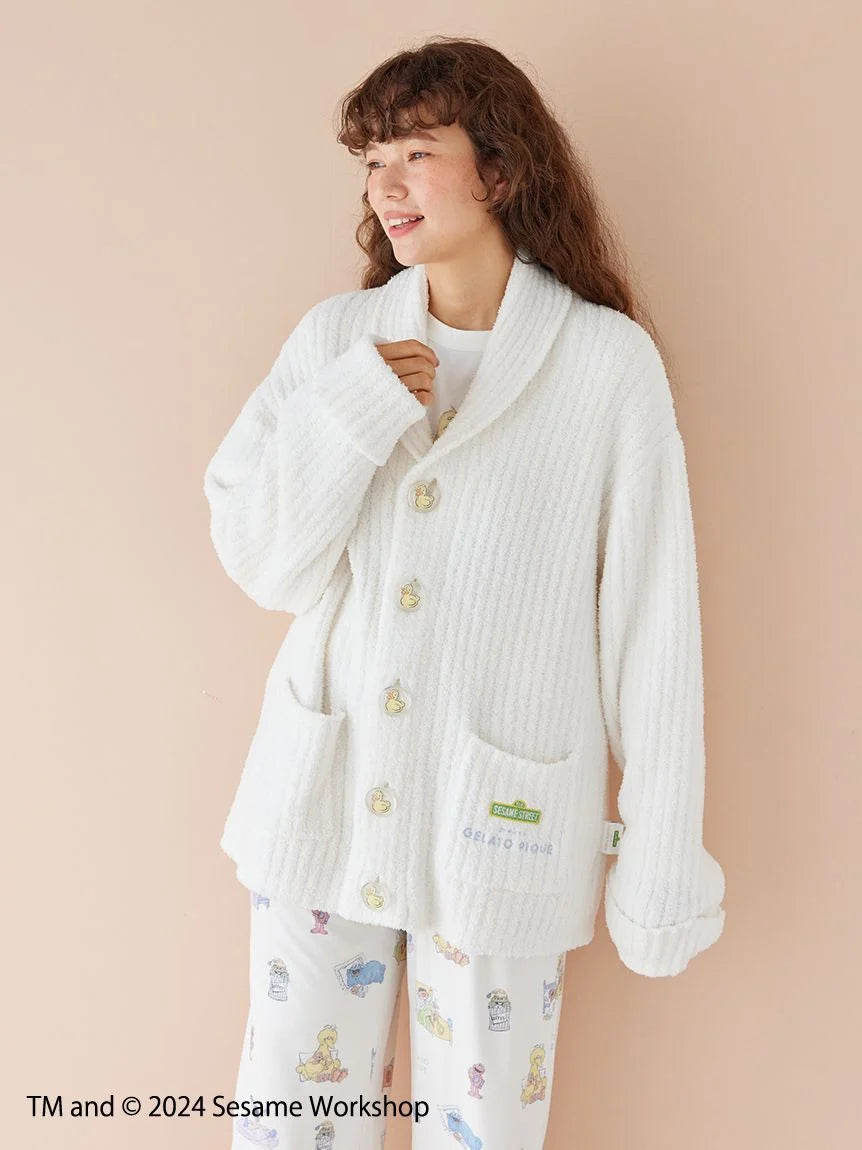 SESAME STREET】【UNISEX】 Powder Motif Jacquard Shawl Cardigan