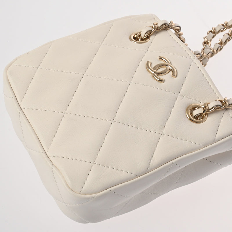 シャネルミニ ポシェット チェーンショルダー 42976 白 レディース
