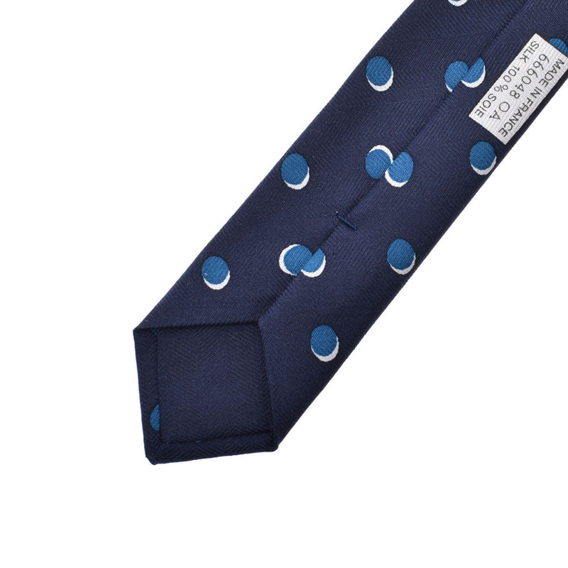 エルメス水玉柄 ドット柄 ネイビー/ブルー メンズ ネクタイ HERMES
