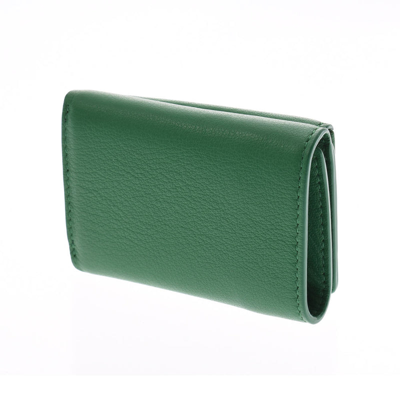 バレンシアガペーパーミニウォレット グリーン ユニセックス レザー 三