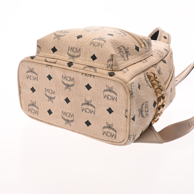 エムシーエムバックパック サイドスタッズ ベージュ ゴールド金具