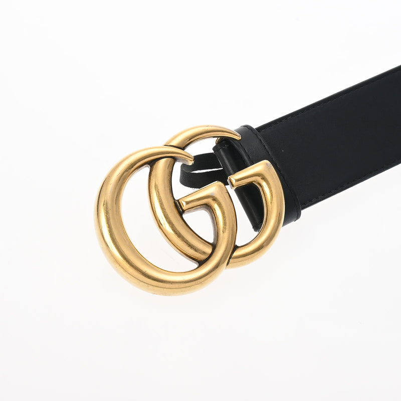 グッチGGマーモント 黒 ゴールド金具 メンズ カーフ ベルト 397660