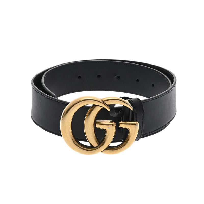グッチGGマーモント 黒 ゴールド金具 メンズ カーフ ベルト 397660