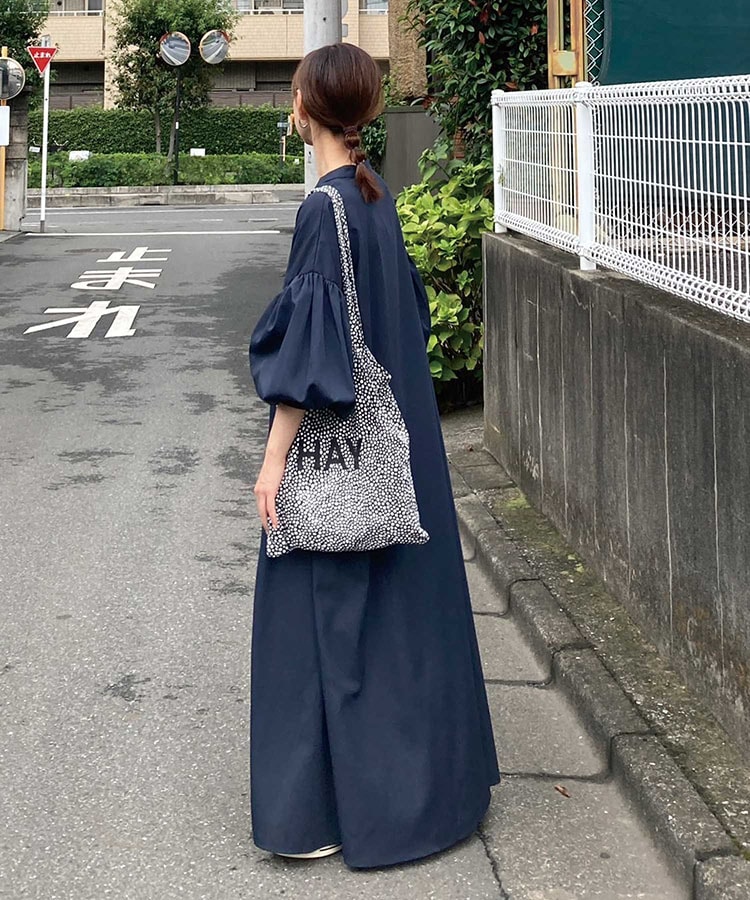 ボリュームスリーブストライプシャツワンピース【CORNERS by KR