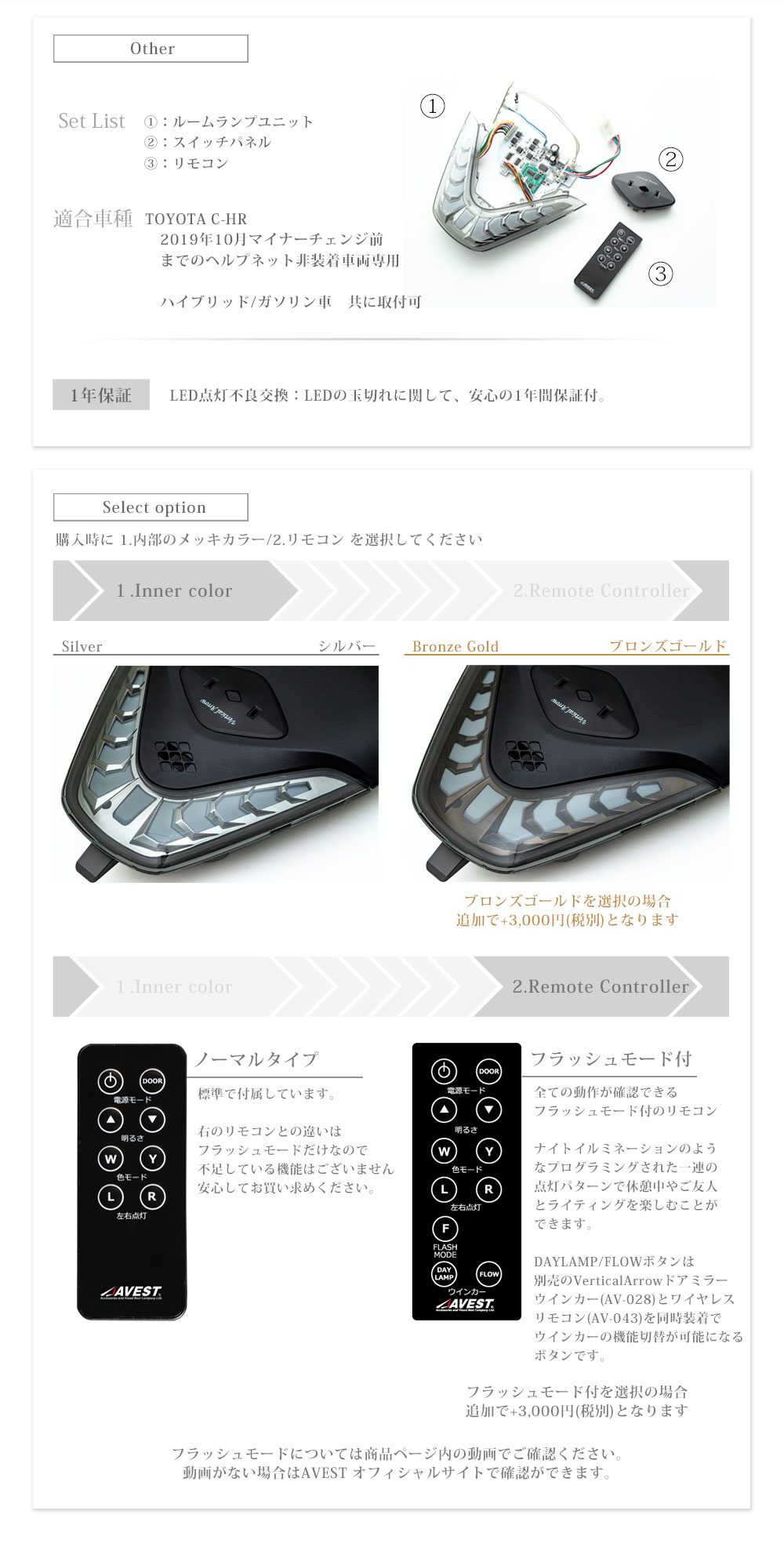 次世代型ルームランプ C-HR シーケンシャルルームランプユニット