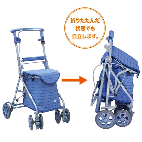 超売れ筋】リズムRWC 二筋格子ブルー シルバーカー 島製作所 【LINE