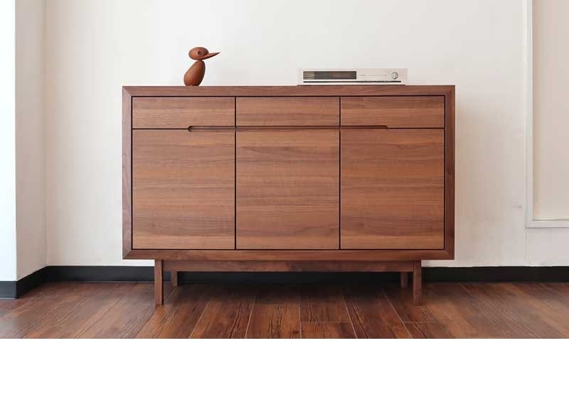 国産・完成品】幅128cm 木製キャビネット 扉付き収納棚