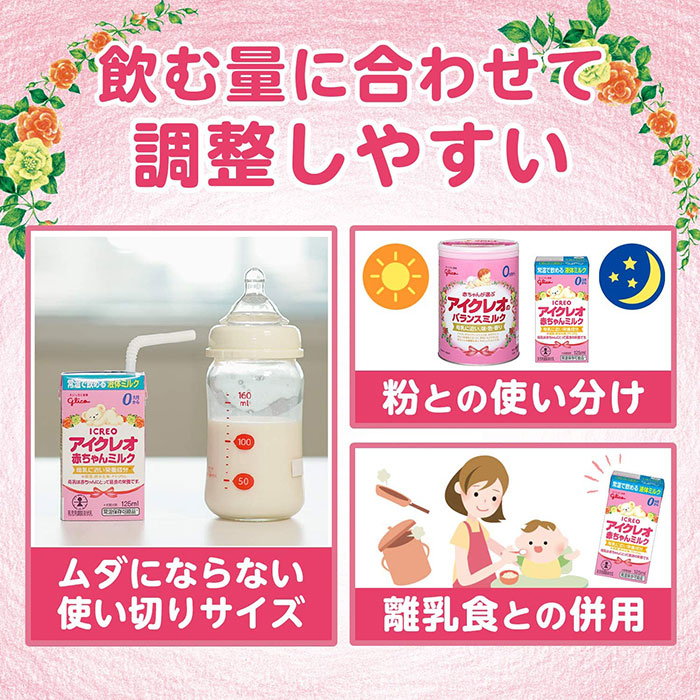 グリコ 液体ミルク アイクレオ 赤ちゃんミルク 125ml 72本セット 常温