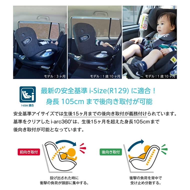 joie チャイルドシート アイアーク360° ブラック【isofix】幌付きで