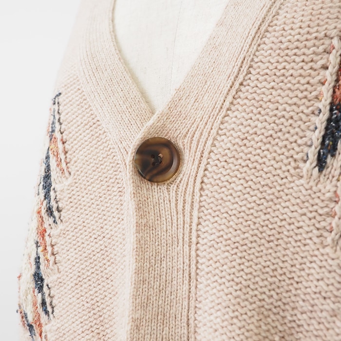 NARU(ナル) ヴィンテージシルクネップ チマヨ柄ニットカーディガン