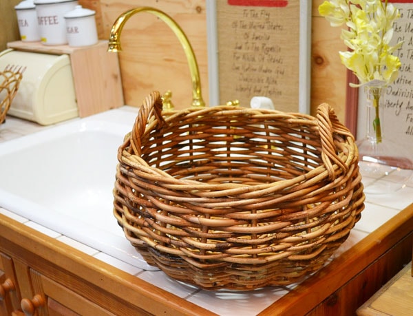 アラログ製2ハンドルフルーツバスケット L おしゃれなアンティーク風二