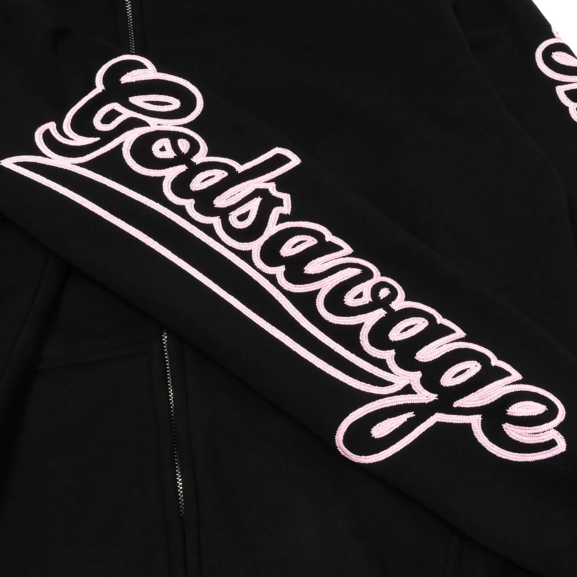 WAVY SLEEVE LOGO ZIP HOODIE - BLACK & PINK – god savage
