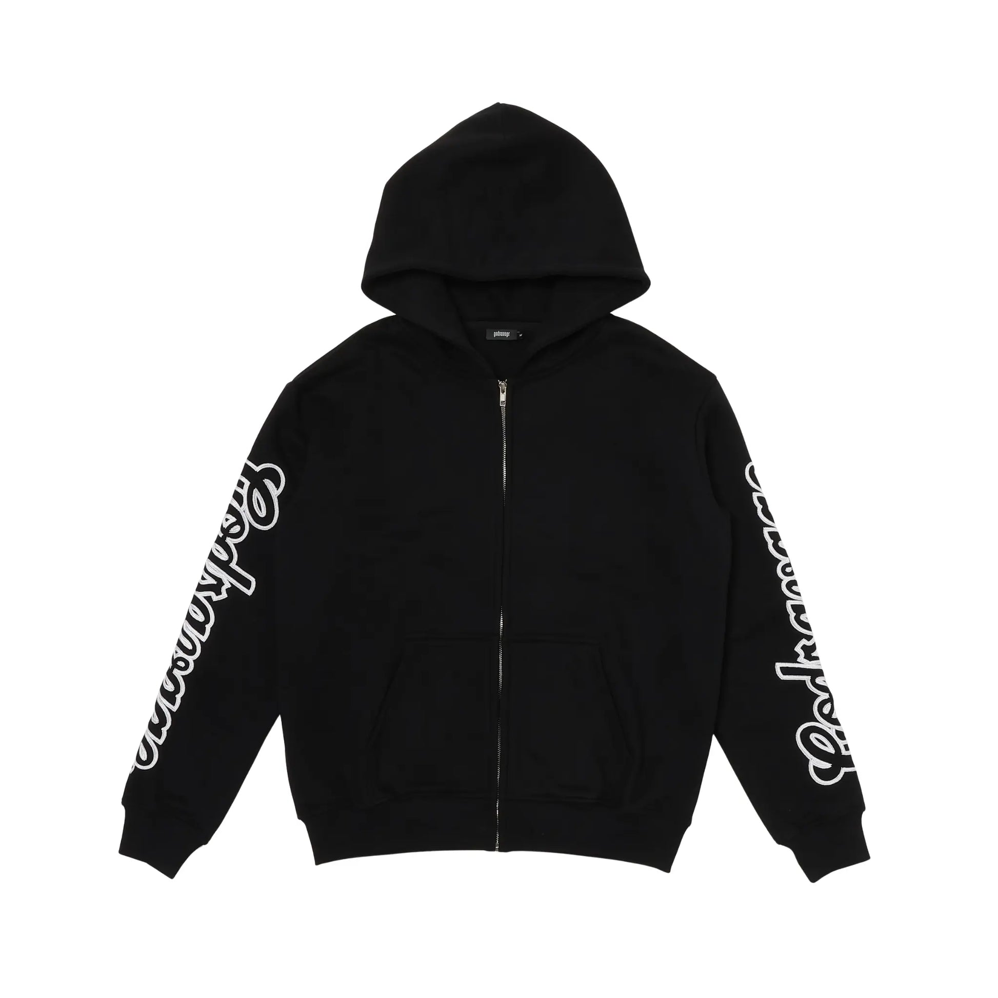WAVY SLEEVE LOGO ZIP HOODIE - BLACK & WHITE – god savage