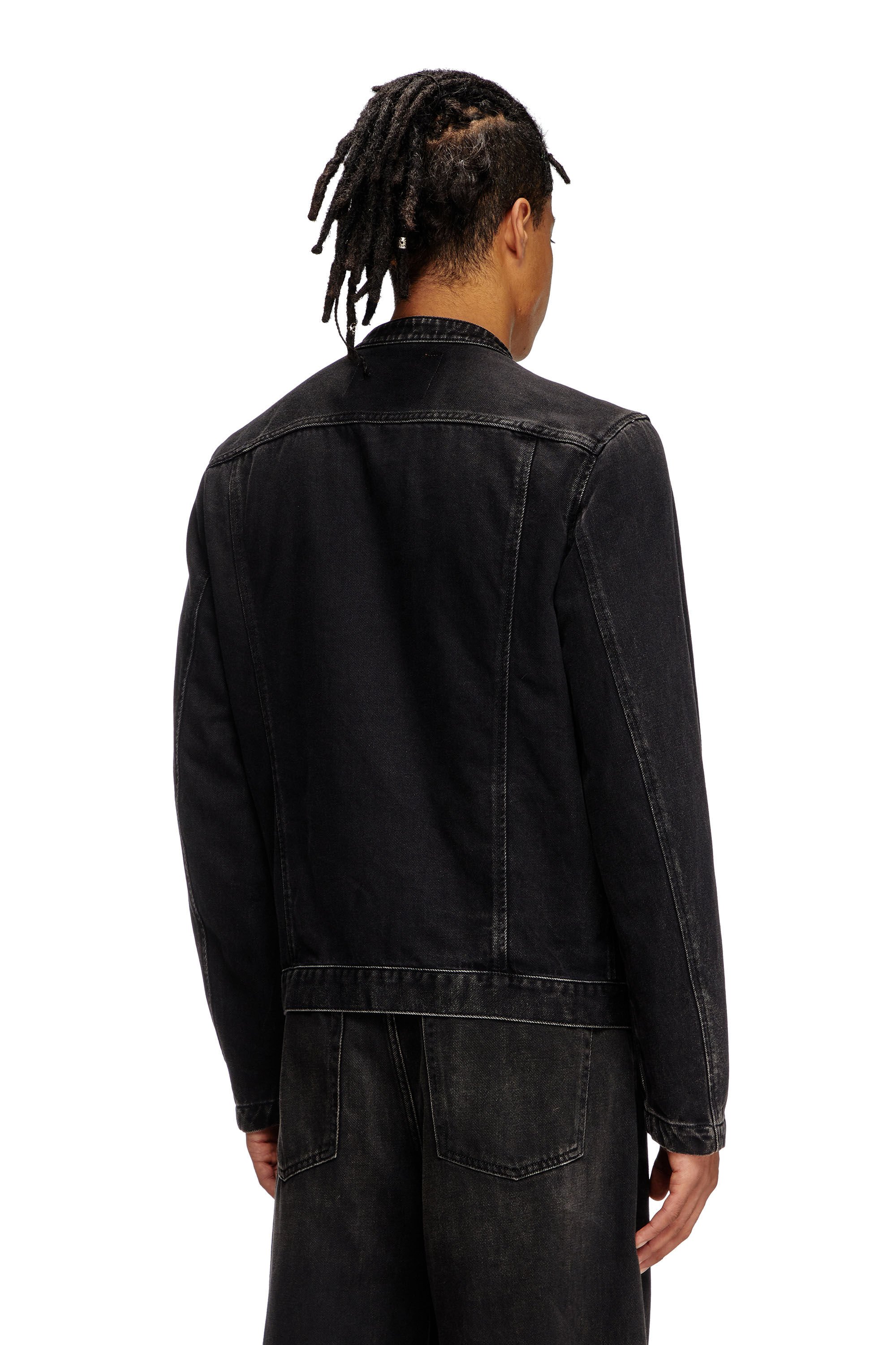 Men's Moto Racer jacket in clean-wash Denim | Black | Diesel