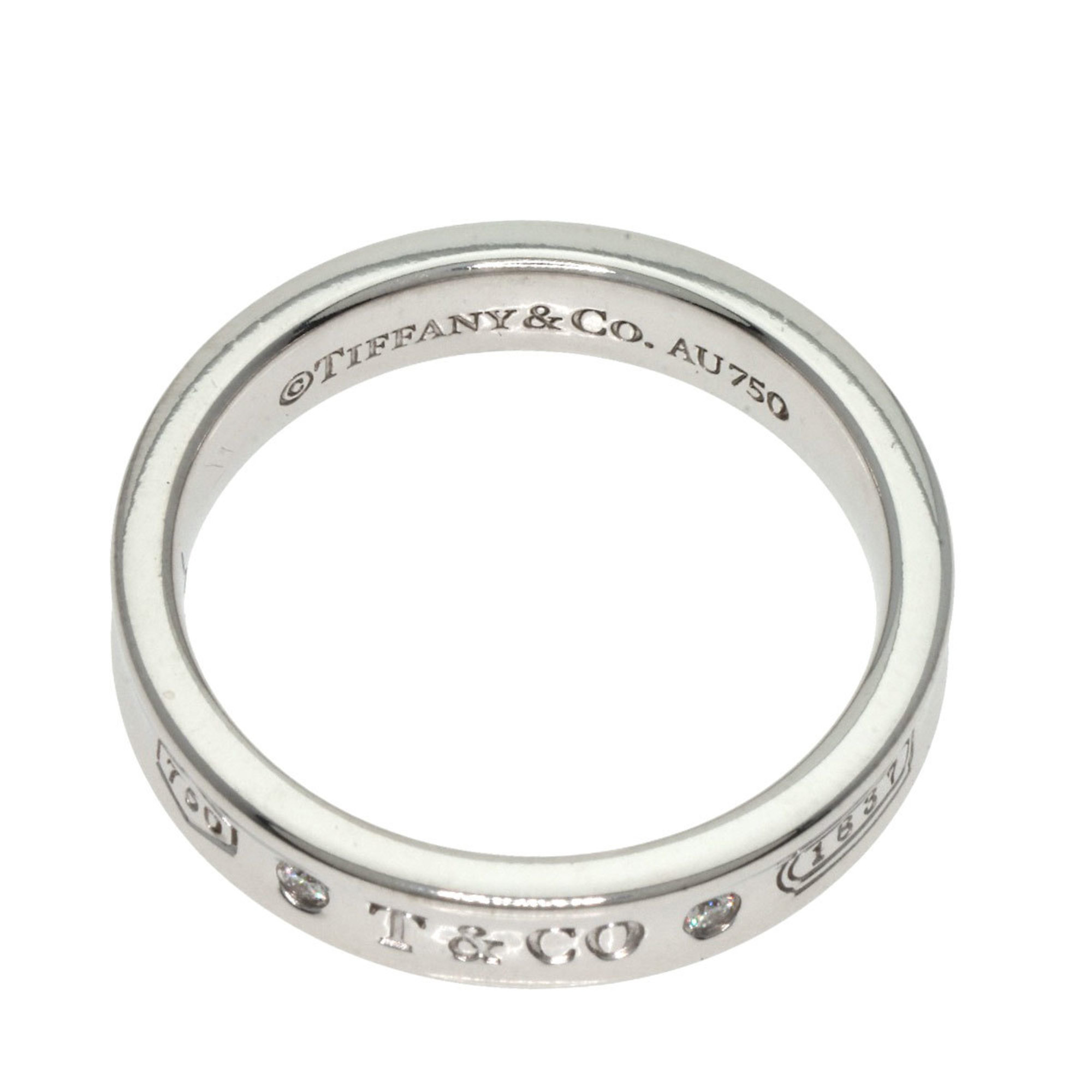 Tiffany 1837 Narrow 2P Diamond Ring, 18K White Gold, Women's