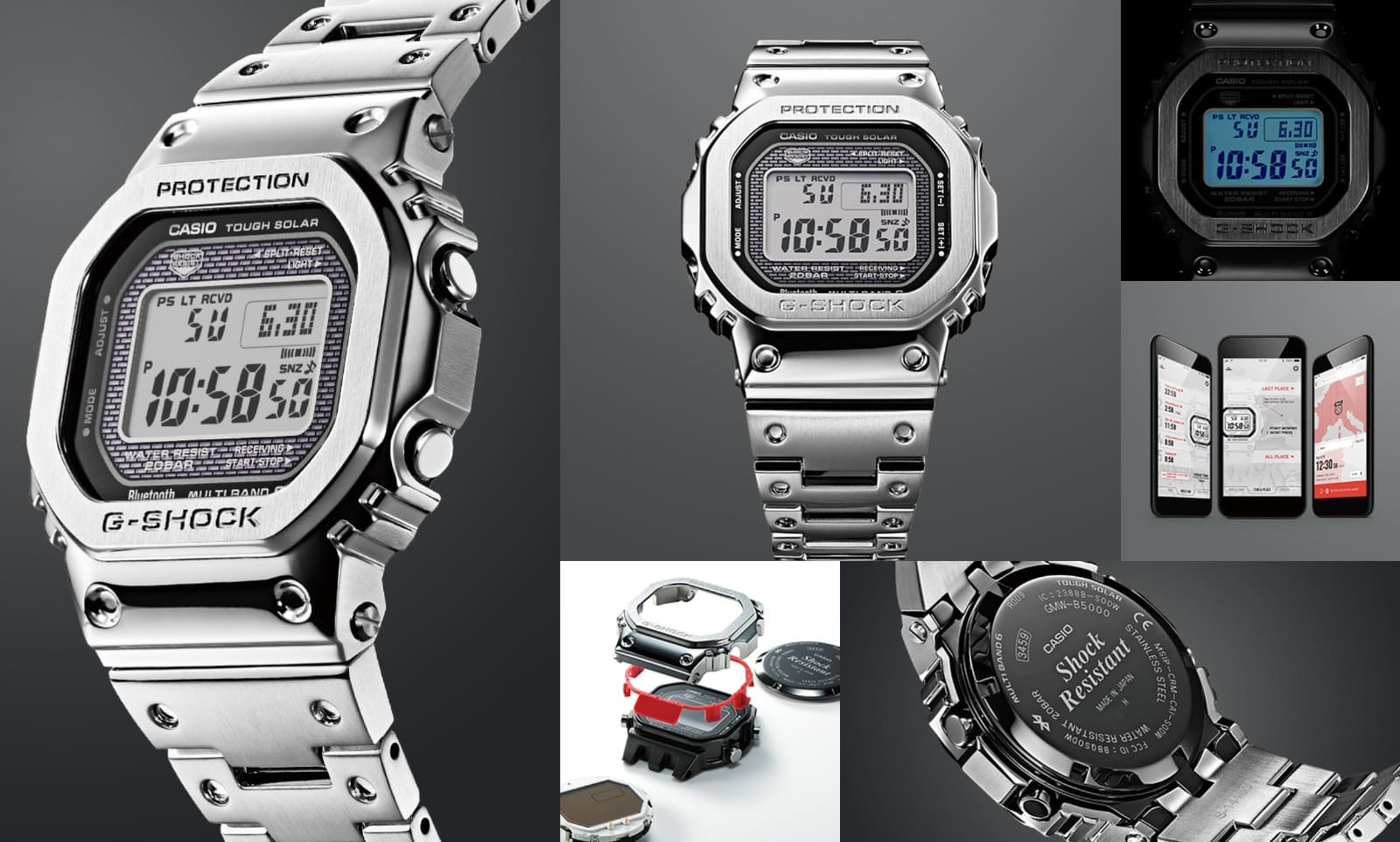 Men's Silver Metal Watch: G-SHOCK GMB2100 & GMWB5000 | CASIO