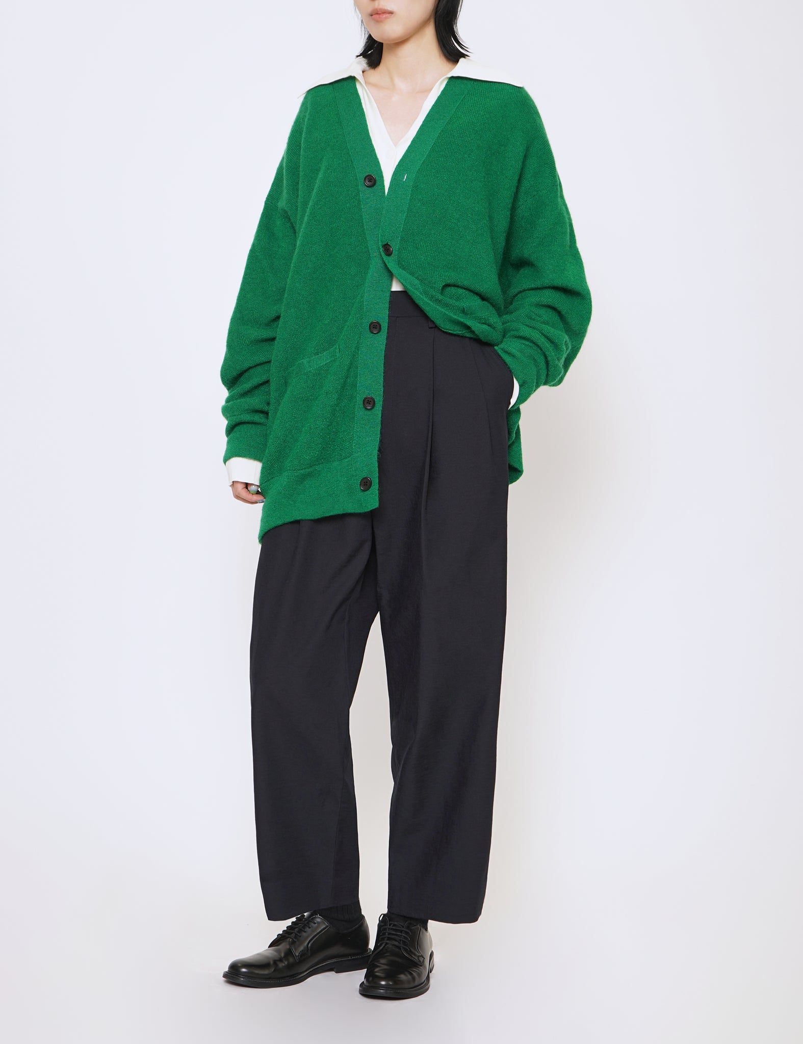 stein GREEN EXTRA FINE KID MOHAIR CARDIGAN
