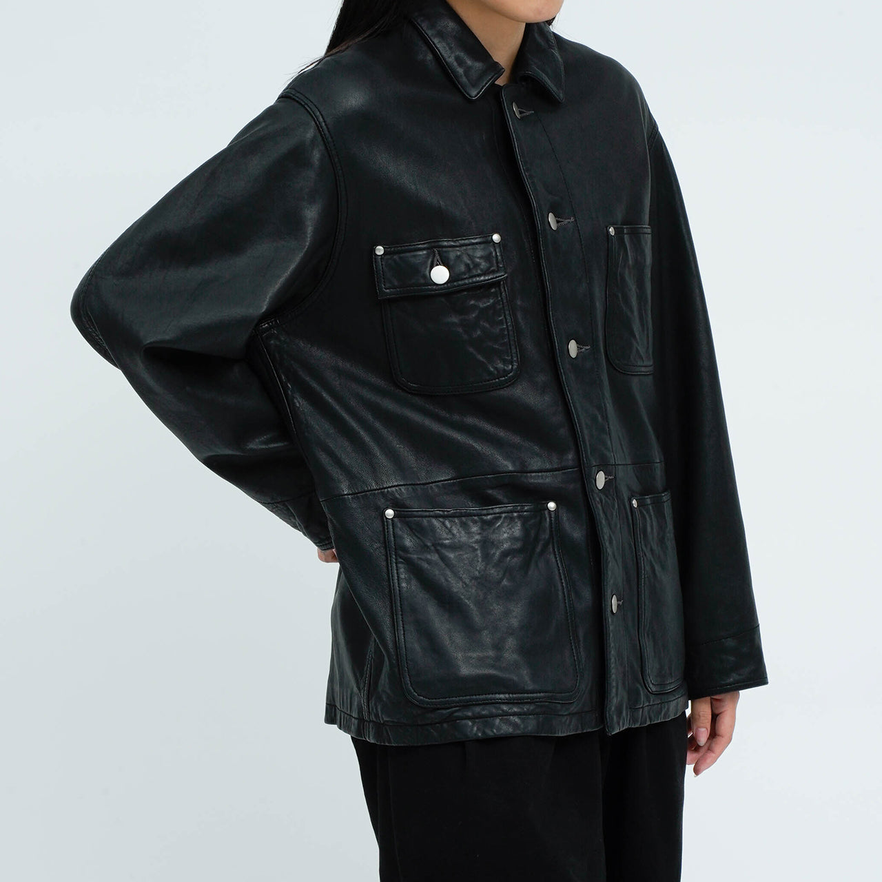 ウィメンズ ウォッシュレザー カバーオール（ラム）_coverall