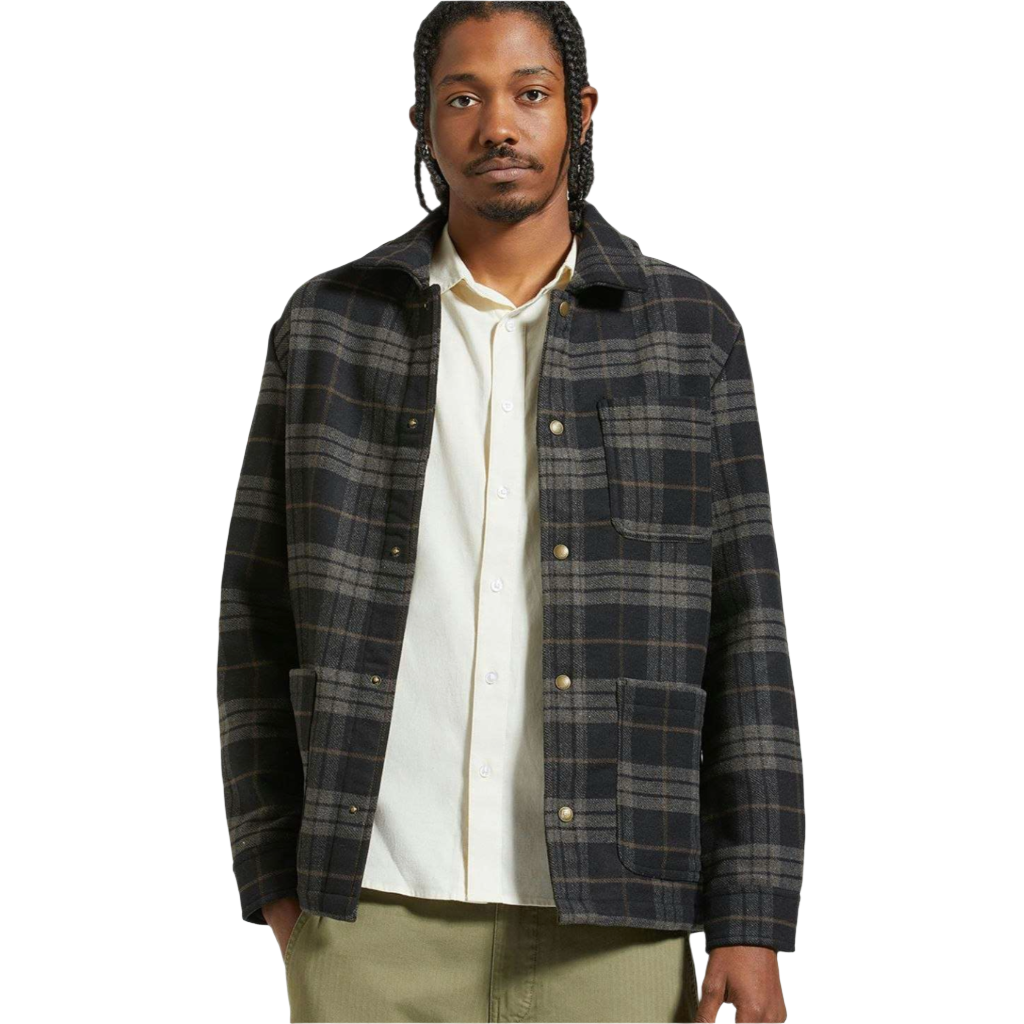 Brixton | Shop Chore Coat Black/Charcoal Plaid | Jacket – Gunthers