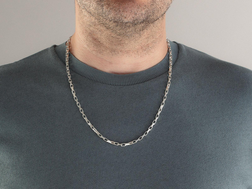 GURHAN Mens Sterling Silver Statement Chain Necklace, Large Chevron Ov