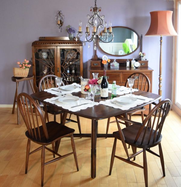 アーコールのフープバックチェア（5本・アップルチョコ色・直線脚