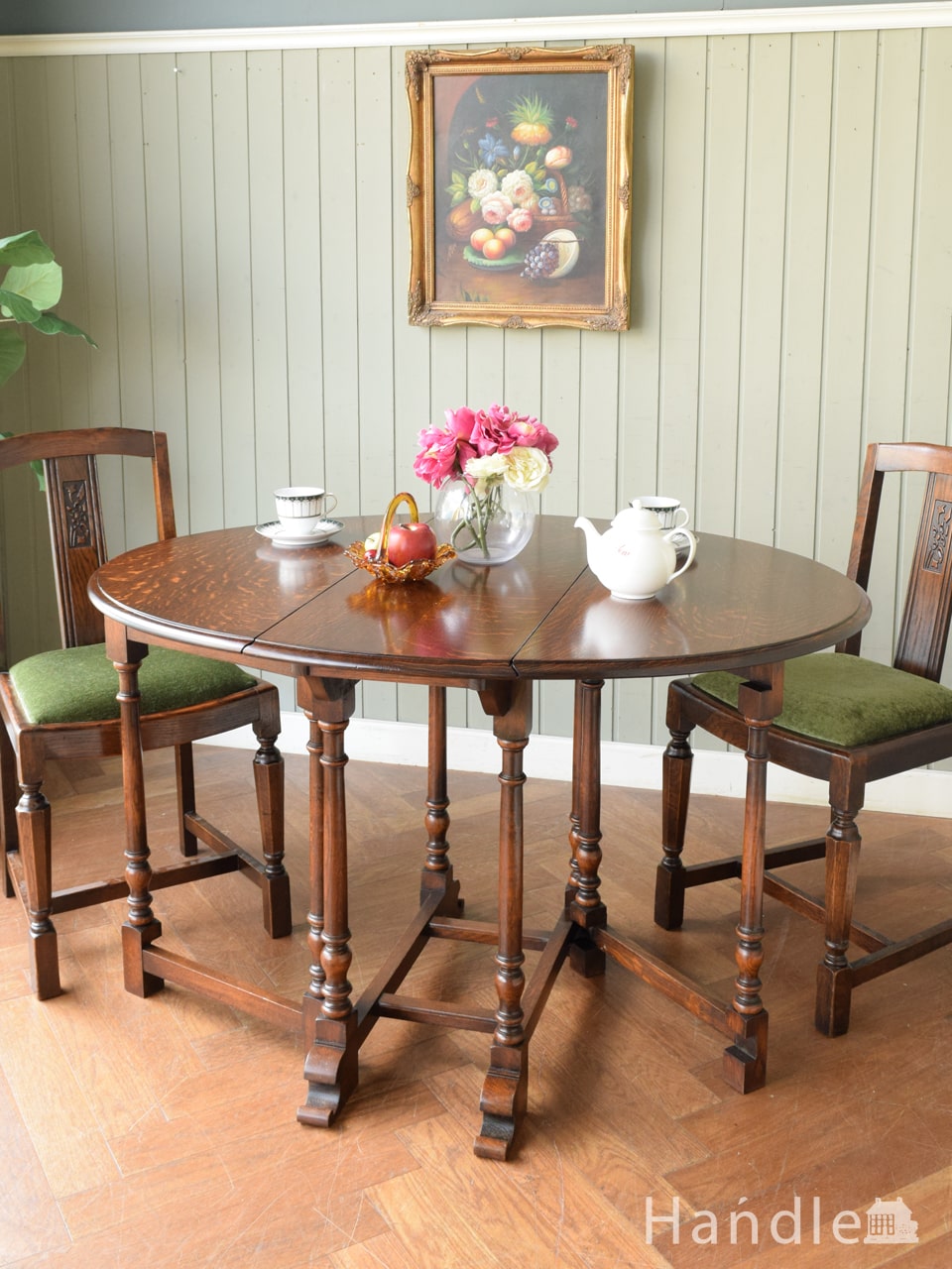 英国アンティークの伸長式テーブル、おしゃれなゲートレッグテーブル(q