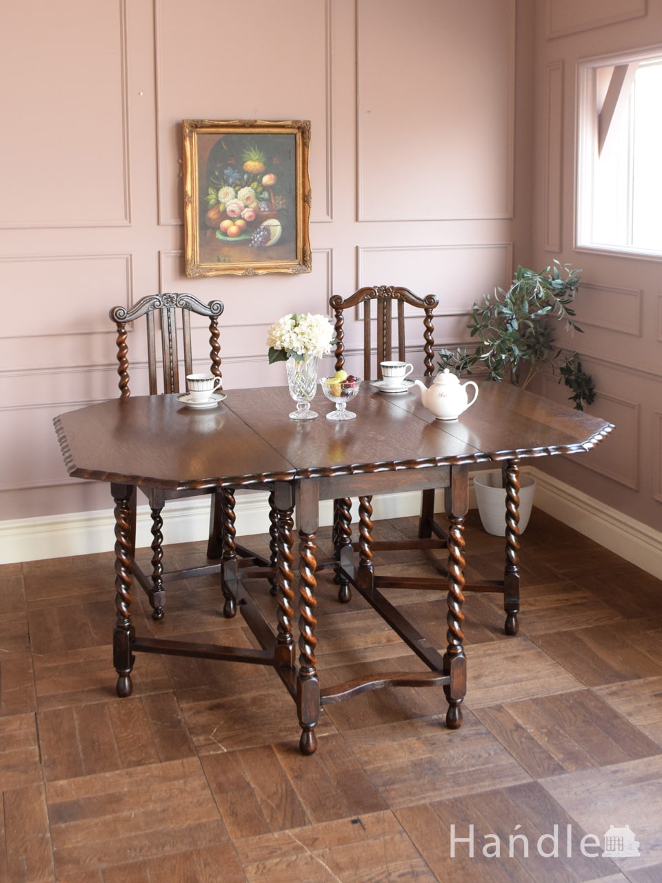 大型英国アンティークゲートレッグテーブルバタフライテーブル大きめ