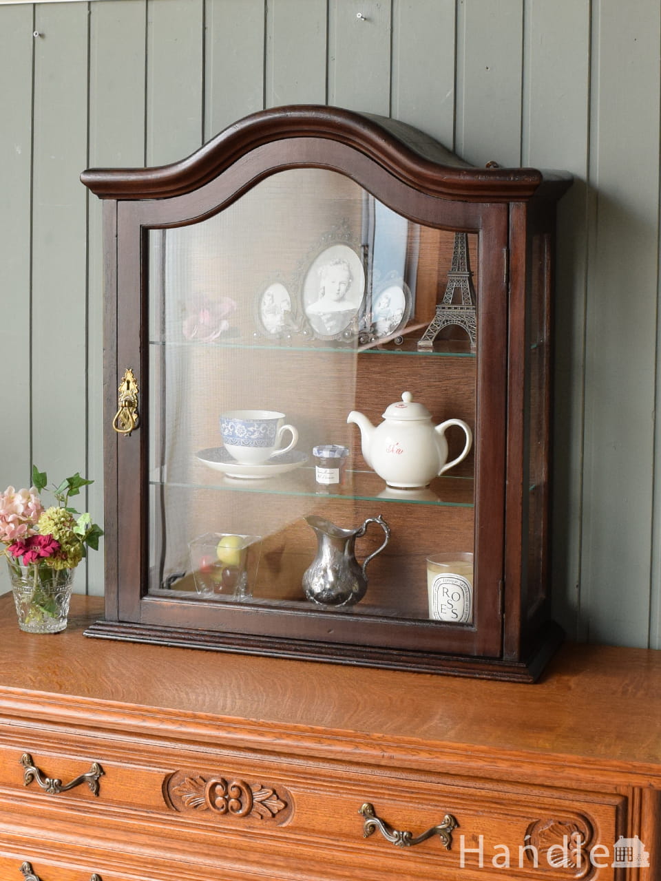 イギリスから届いたアンティークキャビネット、オーク材のおしゃれな