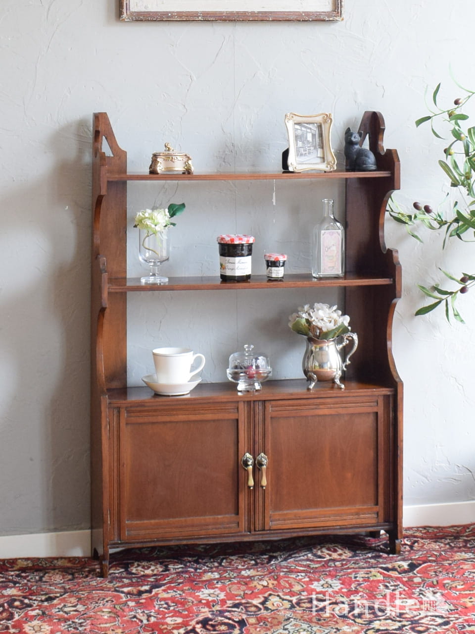 フランスのアンティーク家具、シックなネイビー色のキャビネット(d-893