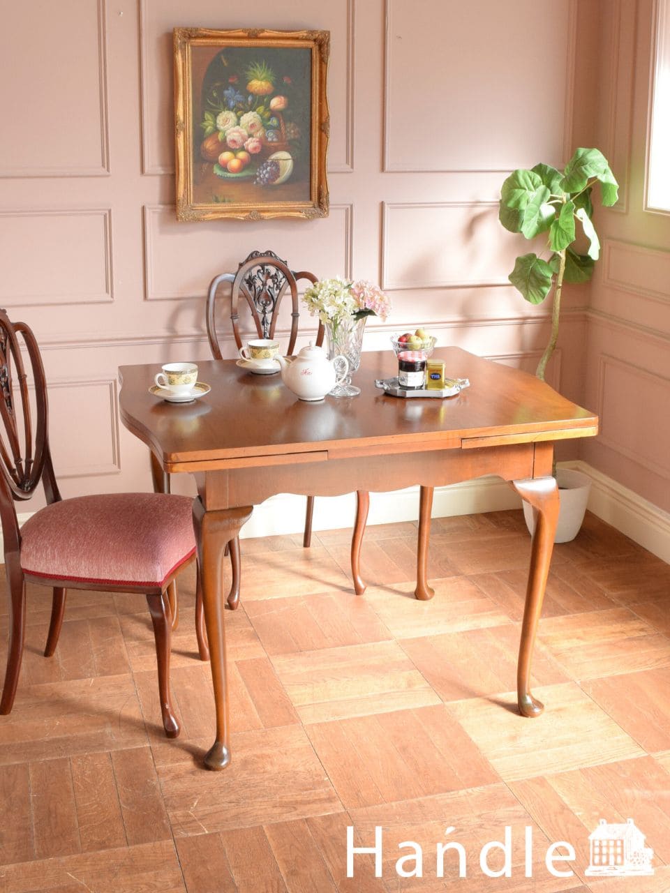 イギリスのアンティーク家具、4人掛けのダイニングテーブル（パイン材