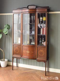 伊勢丹購入書棚ガラス戸引き出しシェルフ木工工芸アンティークす