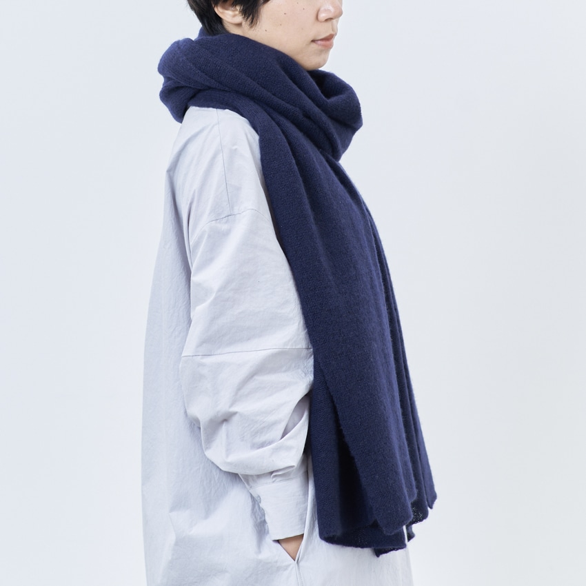 WOOL STUDIO カシミヤ100％の大判ストール ネイビー: TORIYOSE
