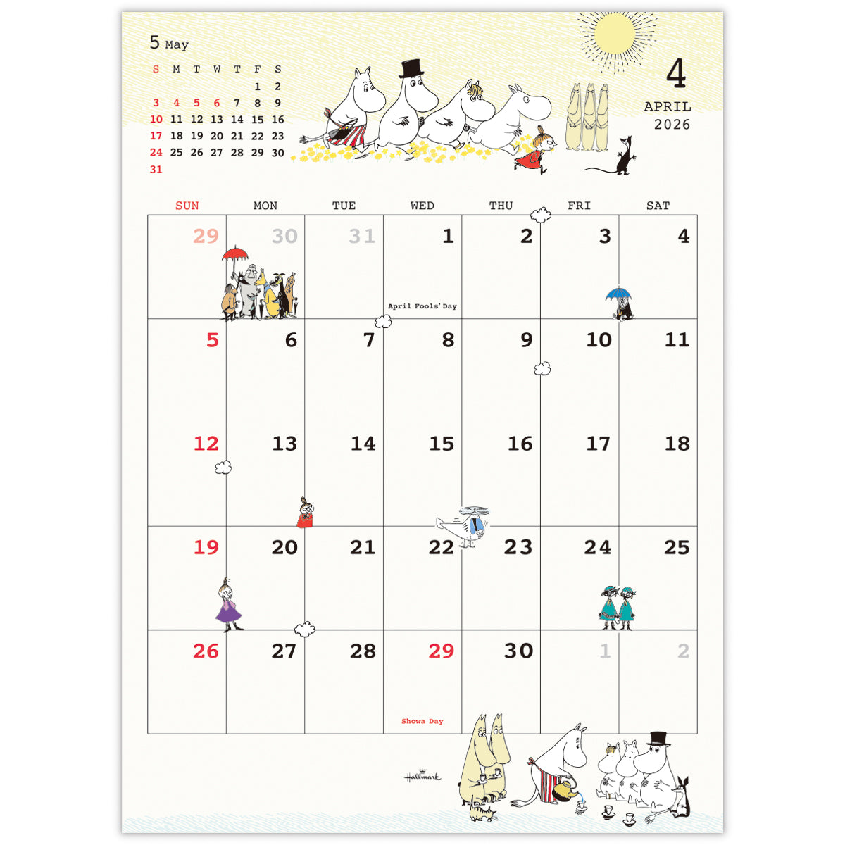 ムーミン リトルミイ【壁掛け｜二つ折りカレンダー小 2026】日本ホール