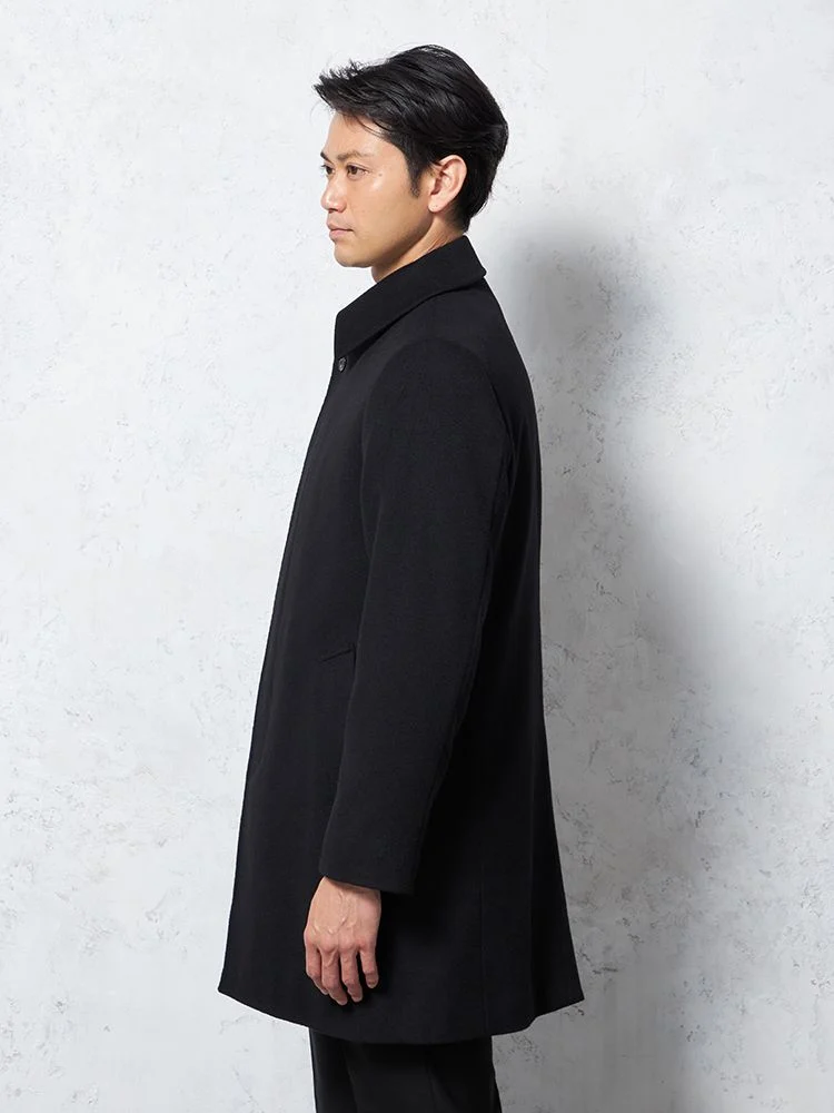 保温】ステンカラーコート アンゴラカシミヤ混素材 無地 STOVEL&MASON