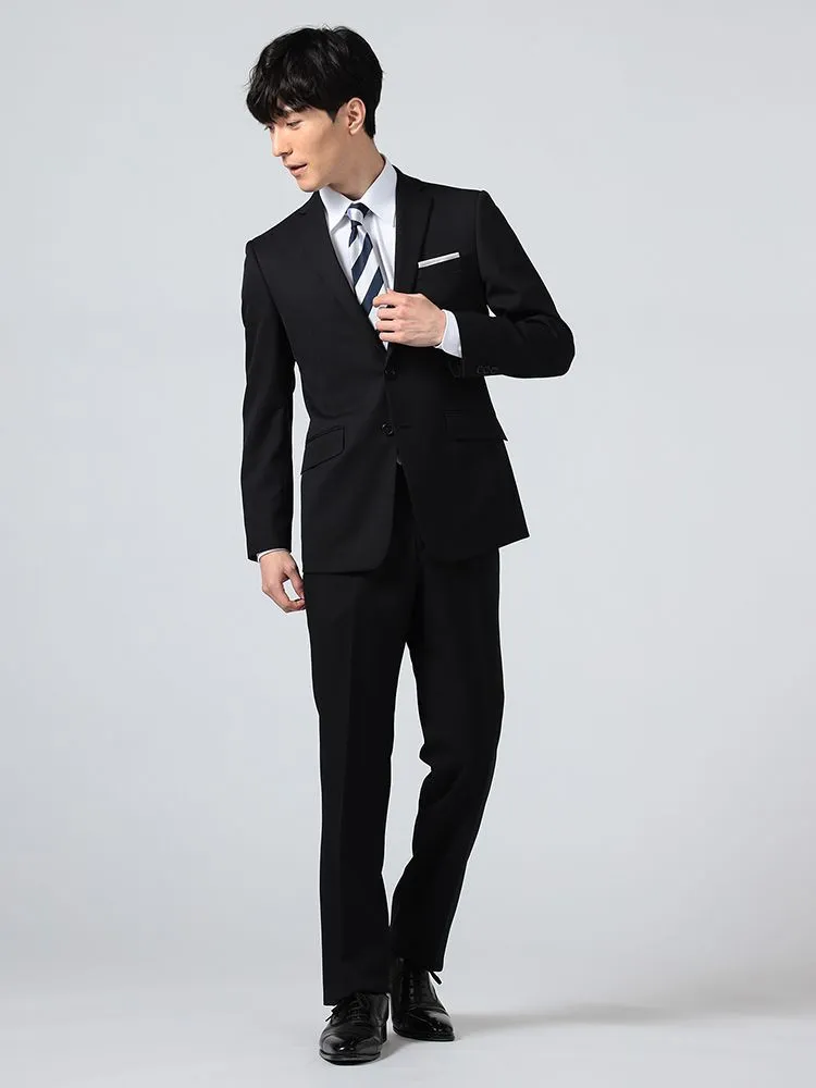 パンツウォッシャブル】スーツ 2つボタン ツーパンツ ブラック 無地